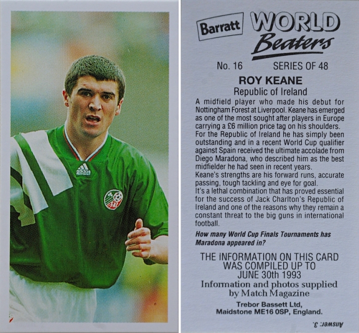 Roy Keane cards - Republic of Ireland